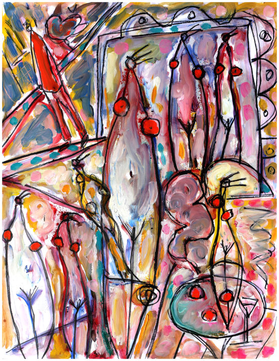 Malerei mit dem Titel "RUE DU COMMERCE" von Jean Mirre, Original-Kunstwerk, Öl