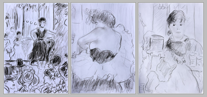 La Belle Epoque Triptyque, Drawing by Jean Mirre