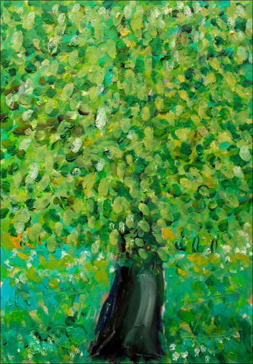Painting titled "Tilleul" by Jean Mirre, Original Artwork, Oil