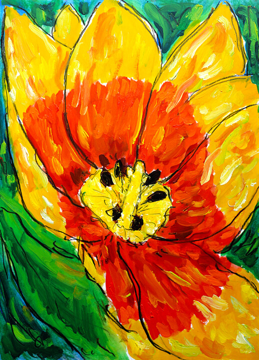 绘画 标题为“Creative flower” 由Jean Mirre, 原创艺术品, 油