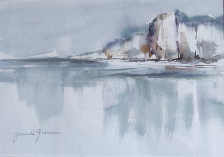 Painting titled "Normandie falaises…" by Jeannette Giannini, Original Artwork, Watercolor