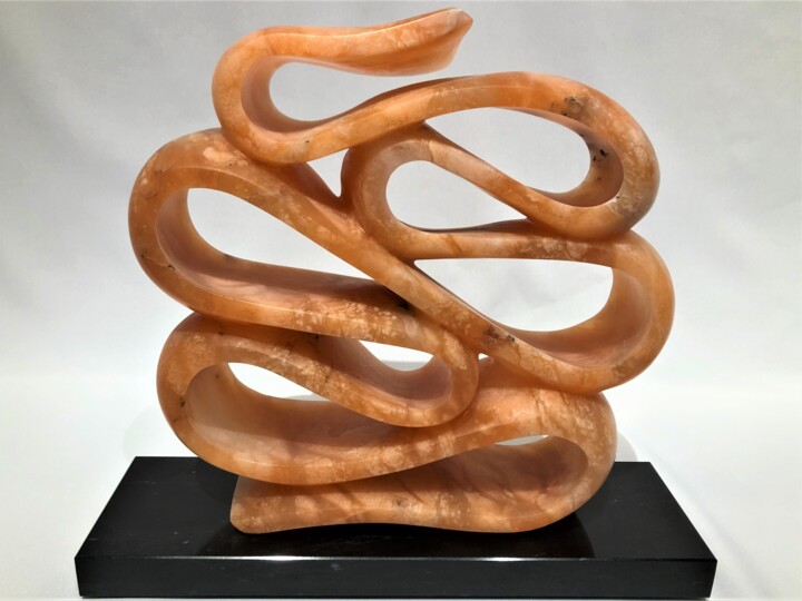 Sculpture titled "Orange Ribbon" by Jeff Rosenfeld, Original Artwork, Stone