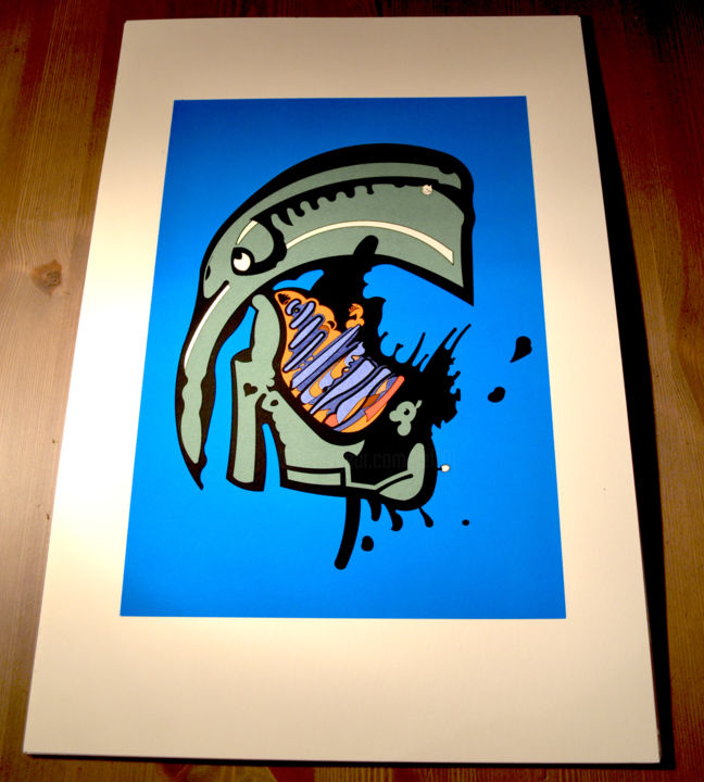 Printmaking titled "cerbere-5.jpg" by Jeff, Original Artwork, Screenprinting