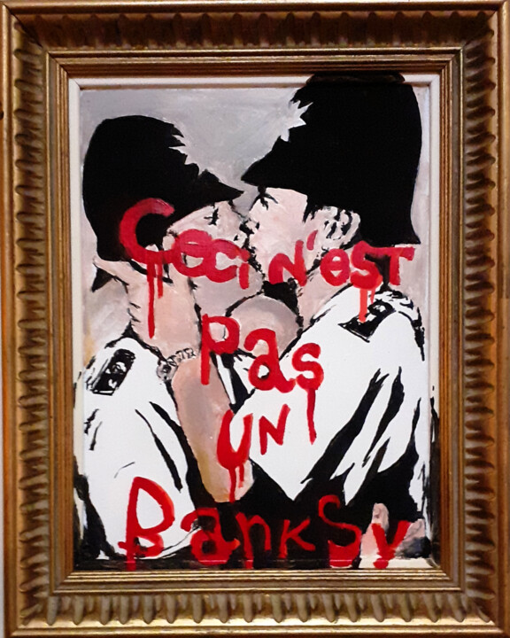 Malerei mit dem Titel "Banksy shadow" von Jems Cehes, Original-Kunstwerk, Acryl Auf Keilrahmen aus Holz montiert