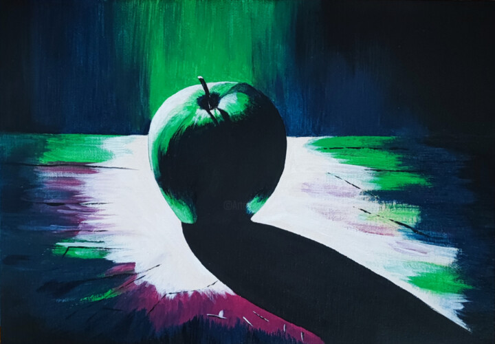 Painting titled "La pomme" by Jérémy Magnanou (Jemy-Art), Original Artwork, Acrylic