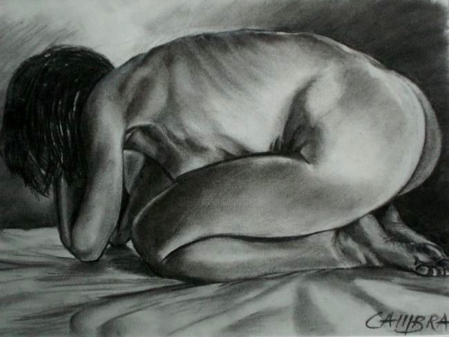 Dessin intitulée "La femme enroulée" par Jérôme Cambra, Œuvre d'art originale, Graphite