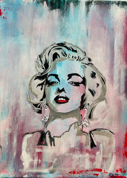 Painting titled "MARILYN" by Jerónimo Diaz, Original Artwork, Acrylic Mounted on Wood Stretcher frame