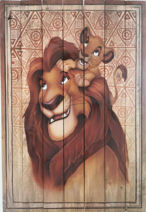 제목이 "The Lion King"인 미술작품 Jessica Renault로, 원작, 에어 브러시