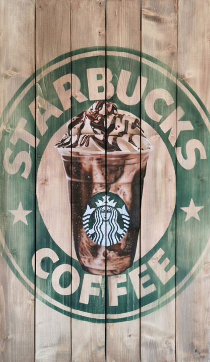 Peinture intitulée "Starbucks Coffee" par Jessica Renault, Œuvre d'art originale, Aérographe