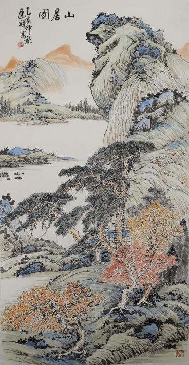 Painting titled "Works No.57：Mountai…" by Lianxiang Jiang Jiang Lian Xiang, Original Artwork, Pigments