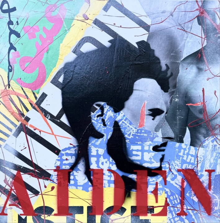 Peinture intitulée "AIDEN" par Jilda, Œuvre d'art originale, Pochoir Monté sur Châssis en bois