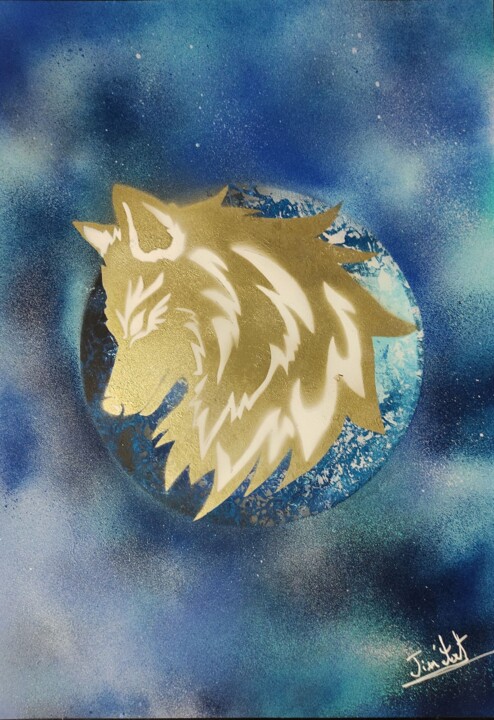 Painting titled "The wolf" by Jim'Arts, Original Artwork, Spray paint