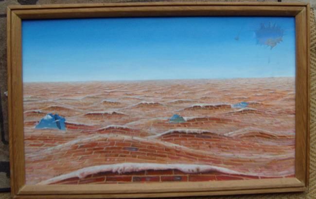 Painting titled "The Sea of Bricks" by Jim Farrer, Original Artwork, Oil