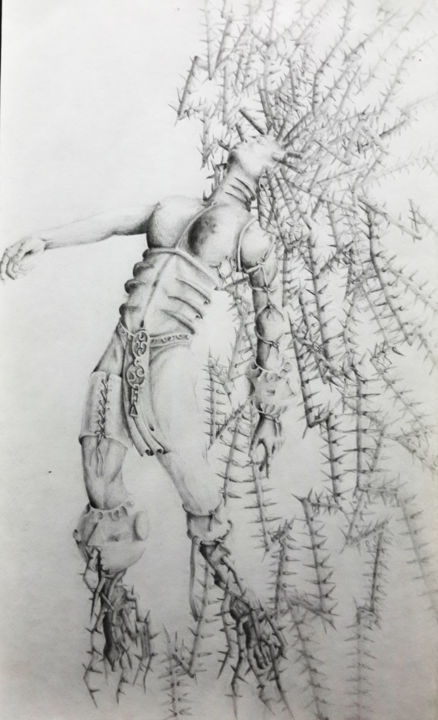 Drawing titled "Priestess jungle" by Jimmy Bellorin, Original Artwork, Pencil