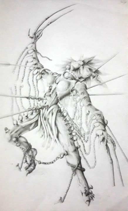 Drawing titled "condene-Flagellated" by Jimmy Bellorin, Original Artwork