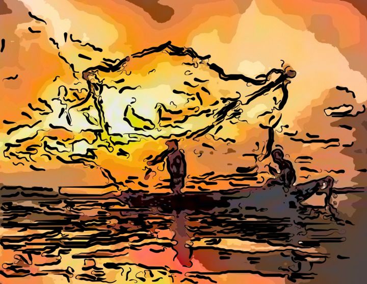 Arte digitale intitolato "Fishing" da Jack Cash Jr, Opera d'arte originale