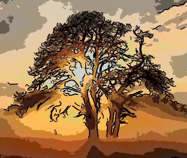 Digital Arts titled "Live Oak Tree" by Jack Cash Jr, Original Artwork