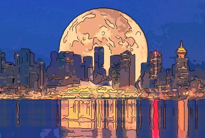 Arte digitale intitolato "Super Moon" da Jack Cash Jr, Opera d'arte originale