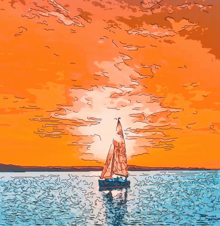 Digital Arts titled "Smooth Sailing" by Jack Cash Jr, Original Artwork, Digital Painting