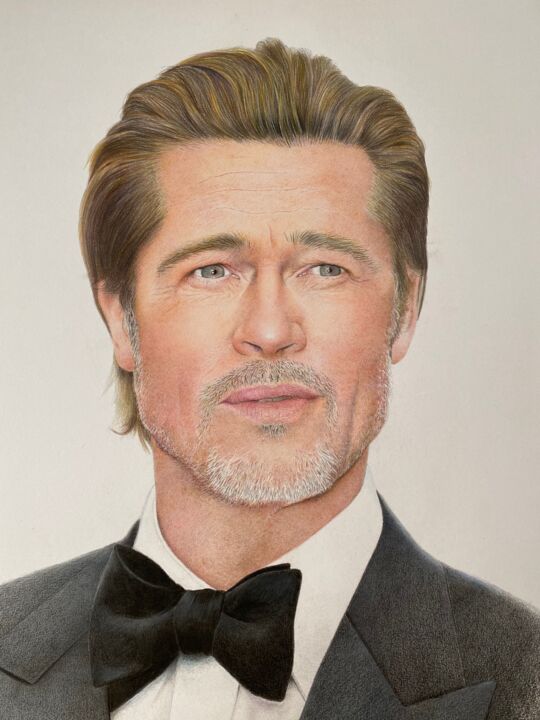 Dibujo titulada "Brad Pitt" por Jl. Margrà, Obra de arte original, Lápiz