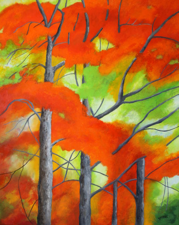 Schilderij getiteld "Arces en otoño" door Jaime Martí, Origineel Kunstwerk, Olie