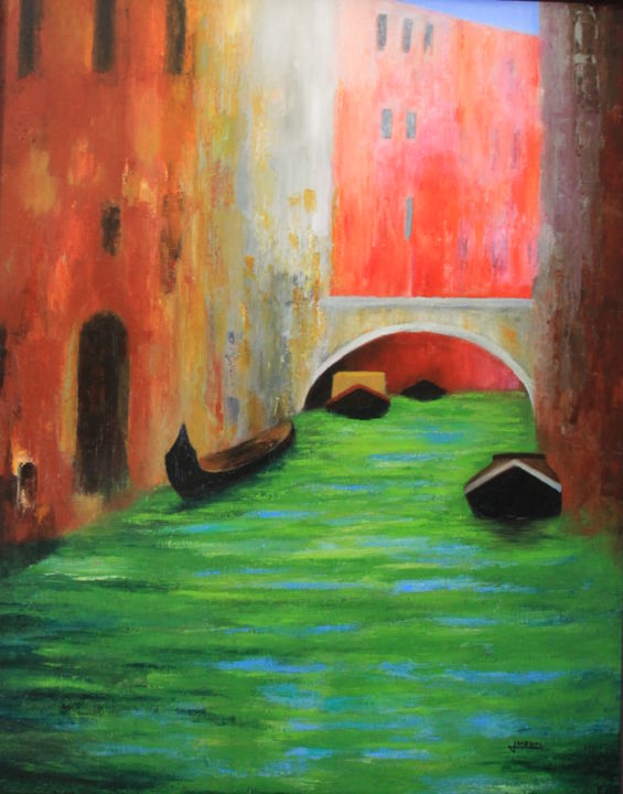 Schilderij getiteld "Canal de Venecia" door Jaime Martí, Origineel Kunstwerk