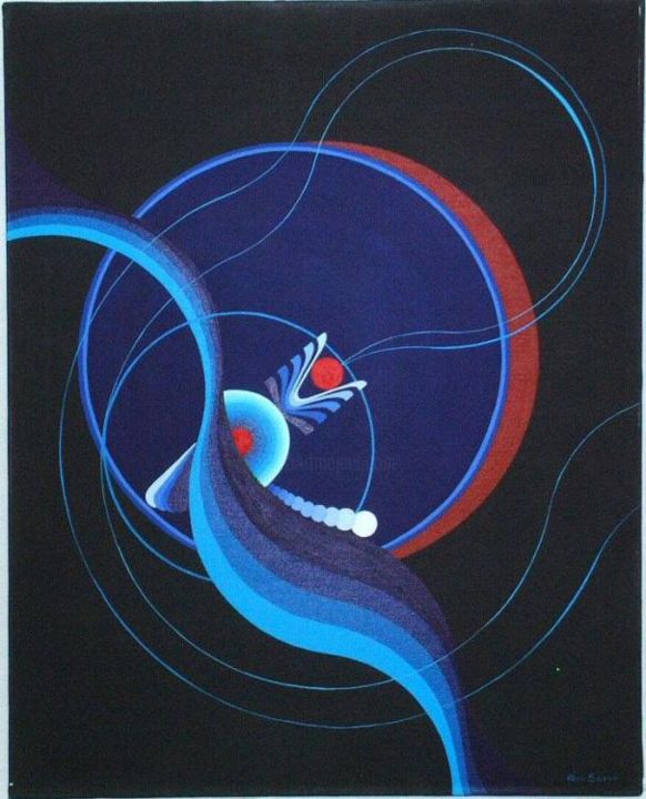 Peinture intitulée "Blu Infiniti" par Jean-Paul Asselin, Œuvre d'art originale, Huile