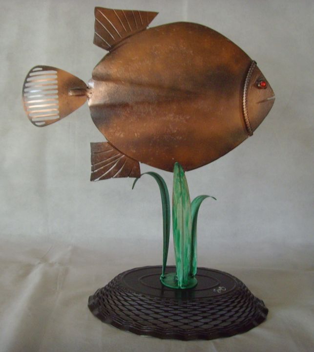 Sculptuur getiteld "piranha-p-2.jpg" door Jean Noël Oeil, Origineel Kunstwerk, Metalen