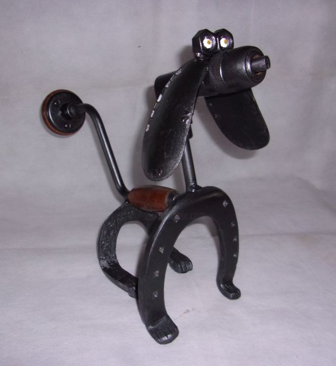 Sculptuur getiteld "le-chien.jpg" door Jean Noël Oeil, Origineel Kunstwerk, Metalen