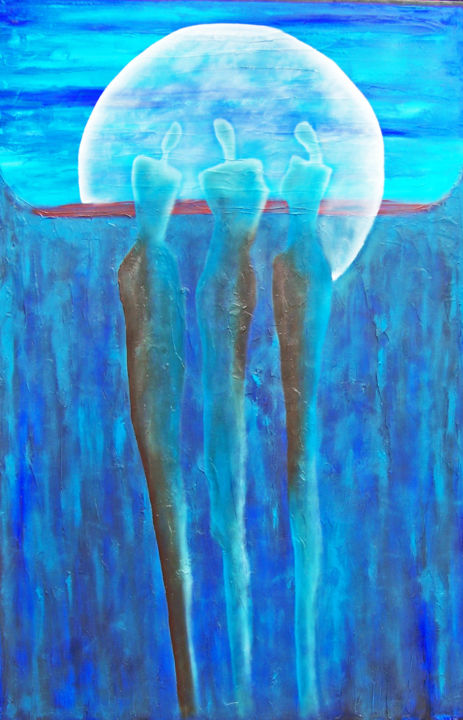 Ζωγραφική με τίτλο "Angels' Song" από Jo Moore, Αυθεντικά έργα τέχνης, Λάδι