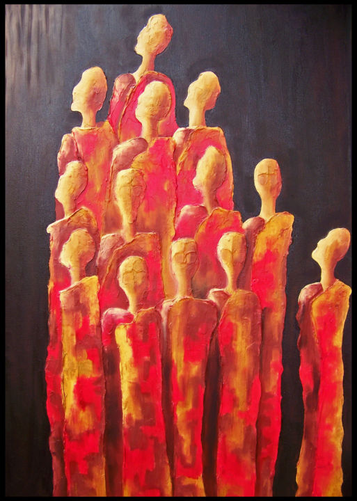 Painting titled "Shaman Singers" by Jo Moore, Original Artwork, Oil