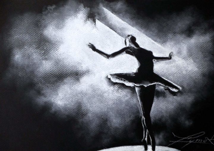 Dibujo titulada "Ghost Dancer #1" por Joanna Dymek, Obra de arte original, Pastel