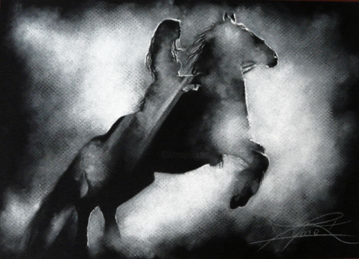 Dibujo titulada "Ghost Rider #1" por Joanna Dymek, Obra de arte original, Pastel