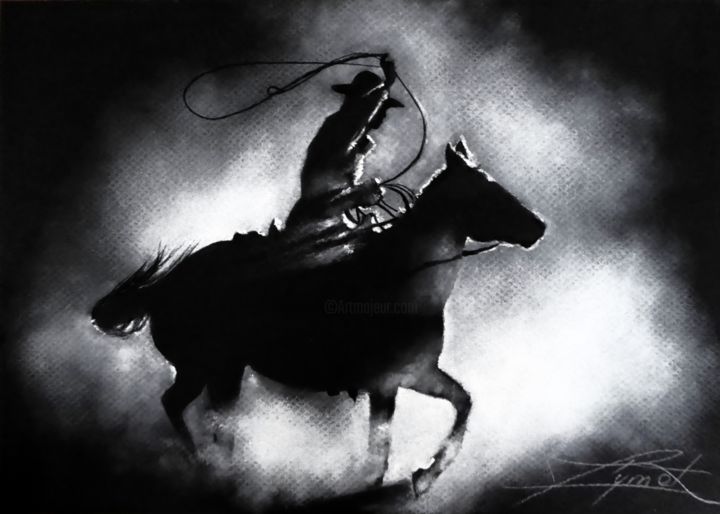 Dibujo titulada "Ghost Rider #2" por Joanna Dymek, Obra de arte original, Pastel
