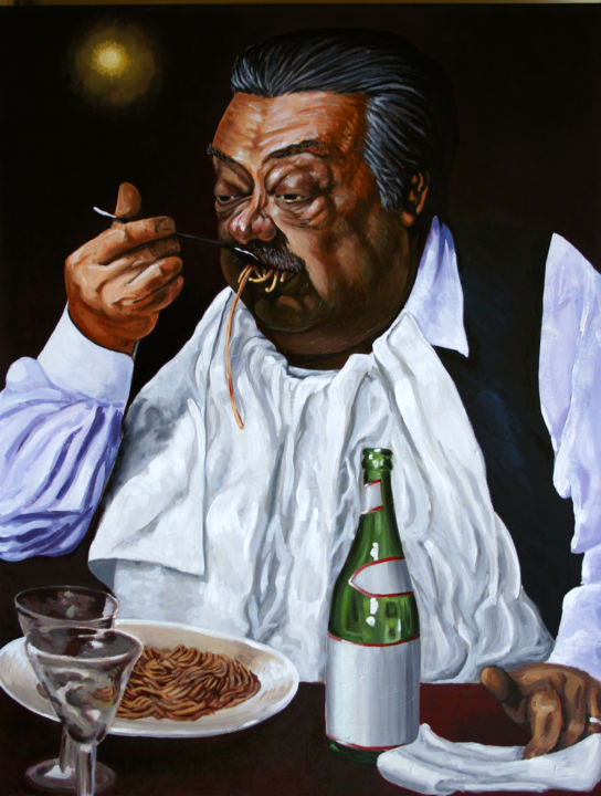 Malerei mit dem Titel "Spaghetti" von Joanra Canosa, Original-Kunstwerk, Öl