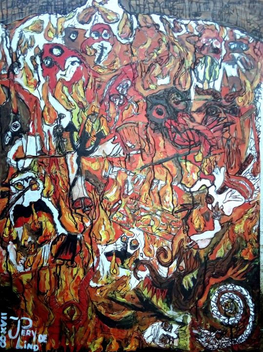 Schilderij getiteld "Inferno.jpg" door João Pery De Lind, Origineel Kunstwerk, Acryl