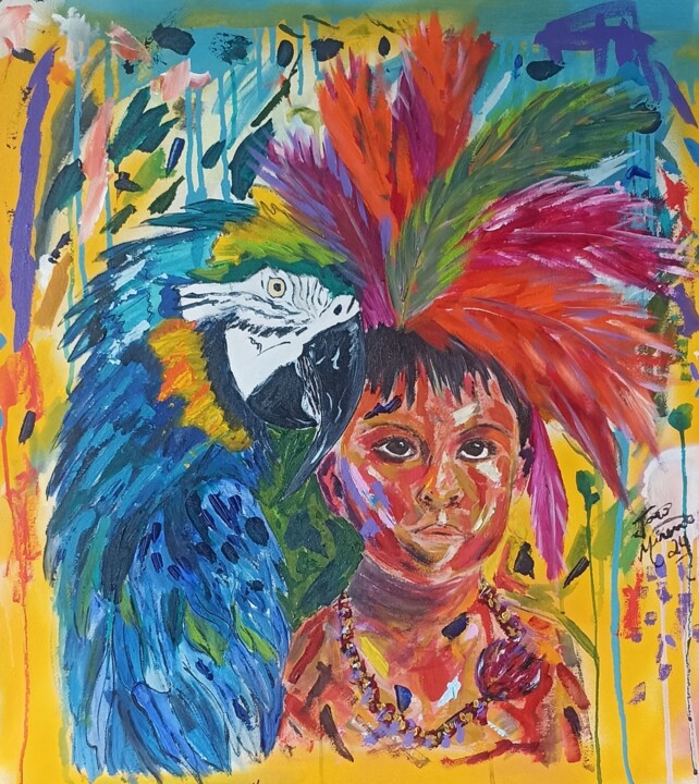 Painting titled "Amazônia n 5" by João Miranda, Original Artwork, Acrylic