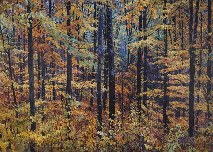 Painting titled "Woodscape" by John Hancock, Original Artwork, Oil