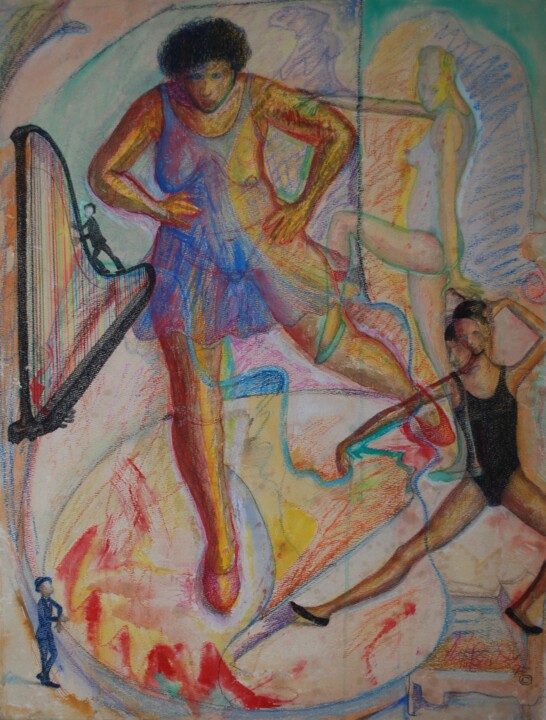 제목이 "Dance Ballerinas"인 그림 John Powell로, 원작, 파스텔