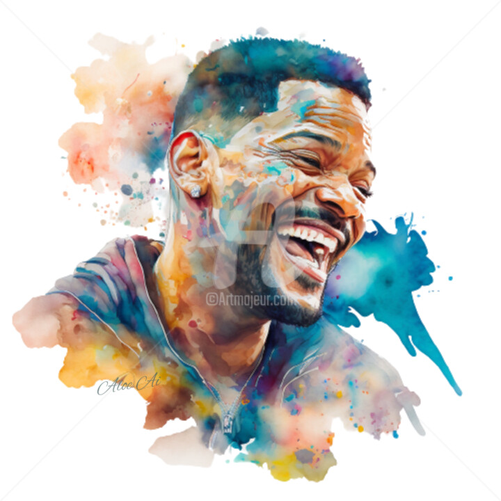 Digitale Kunst getiteld "Will Smith / Will S…" door Aloe Ai, Origineel Kunstwerk, Aquarel