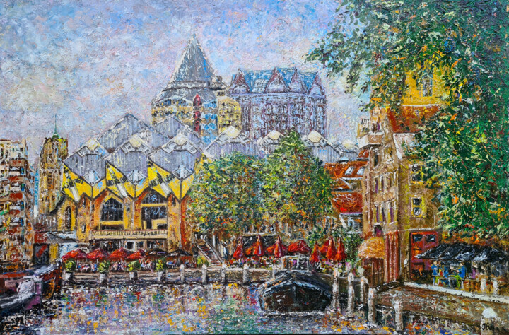 제목이 "Rotterdam Oude Have…"인 미술작품 Joke Bennis로, 원작, 기름 나무 들것 프레임에 장착됨