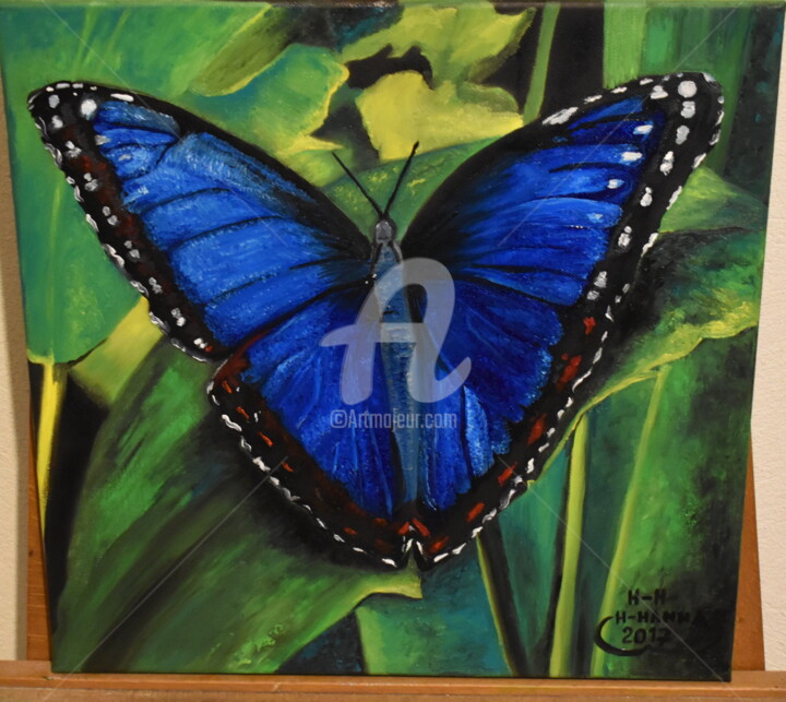 Pintura titulada "peinture papillon b…" por Joky, Obra de arte original, Oleo