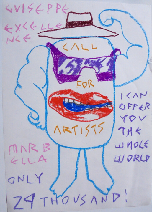 Dibujo titulada "CALL FOR ARTISTS" por Jonathan Wain, Obra de arte original, Pastel