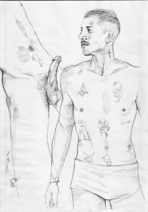 Drawing titled "Marcos sketch, homo…" by Jorge Bandarra, Original Artwork, Graphite