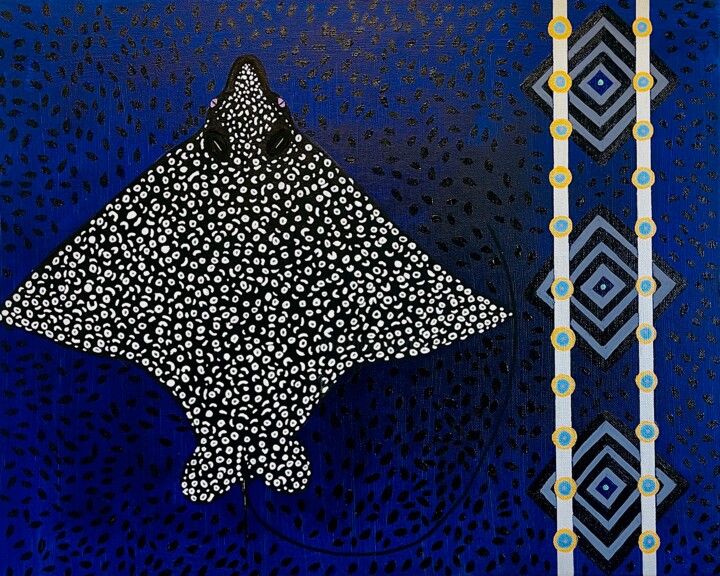 Malerei mit dem Titel "Eagle Ray" von Jorge Gonzalez, Original-Kunstwerk, Acryl Auf Keilrahmen aus Holz montiert