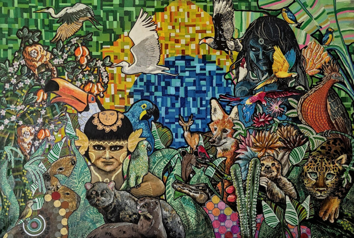 Malarstwo zatytułowany „Fantasía brasileña” autorstwa Jorge Matheus, Oryginalna praca, Akryl