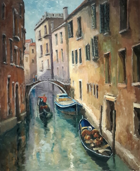 Schilderij getiteld "Venecia" door Jorge Pizzanelli, Origineel Kunstwerk, Olie