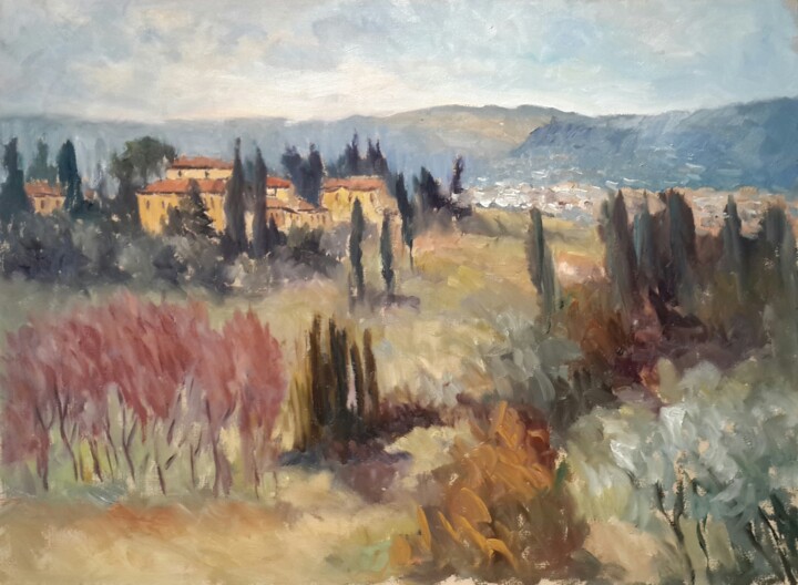 Schilderij getiteld "La Toscana" door Jorge Pizzanelli, Origineel Kunstwerk, Olie
