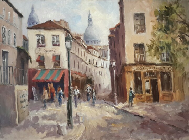 Schilderij getiteld "Montmartre" door Jorge Pizzanelli, Origineel Kunstwerk, Olie