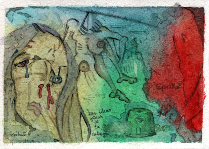 Dibujo titulada "Las ideas gotean de…" por Jose Antonio Cerqueiro Otero, Obra de arte original, Acuarela